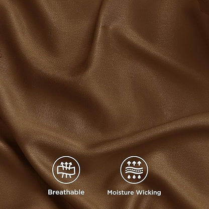 Bedsure King Size Sheets Set, Cooling Sheets for Hot Sleepers, Rayon Derived from Bamboo, Breathable & Soft, Deep Pocket Up to 16 Inches, Hotel Luxury Silky Bedding, Brown