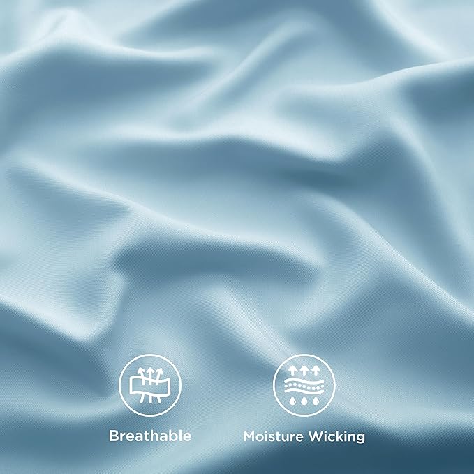 Bedsure Queen Sheet Set, Rayon Derived from Bamboo, Cooling Sheets, Breathable & Soft, Deep Pocket Up to 16 Inches, Hotel Luxury Silky Bedding for Hot Sleepers, Aqua