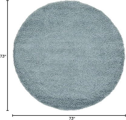 Unique Loom Solid Shag Collection Area Rug (6' 1" Round, Light Slate Blue)