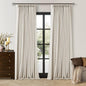 100 Inch Blackout Linen Curtains Pinch Pleated Back Tab Dual Layer Thermal Inslulated Room Darkening 100% Black Out Curtains 2 Panels for Sliding Glass Door Bedroom Living Cream Ivory Window Drapes