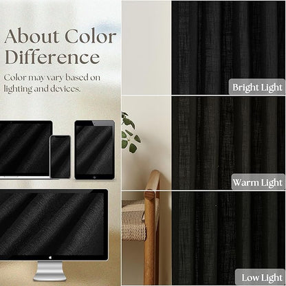 120 Inch Curtains High Ceiling Tall Curtains 2 Panels Set for Living Room Pinch Pleated with Hooks Rings Back Tab Bohemian Semi Sheer Drapes Cottage Long Large Window Drapes 120 Length Black