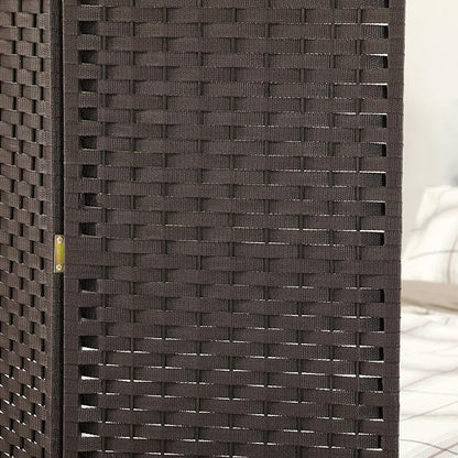 HOMCOM Room Divider, 4 Panel Folding Privacy Screen, 5.6' Tall Freestanding Wall Partition for Home Office, Bedroom, Brown