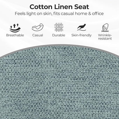 Zouron Mid Century Modern Accent Chair with Wooden Legs, Swivel Desk Chair No Wheels, Upholstered Side Armchair Vanity Chair for Small Space Home Office Living Room Bedroom, Light Blue