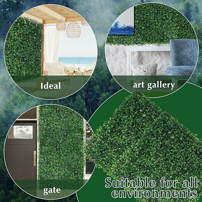 Ogrmar 24 PCS 10"x10" Artificial Boxwood Panels Topiary Hedge Plant, Privacy Hedge Screen UV Protected Suitable for Outdoor, Indoor, Garden, Fence, Backyard and Décor (24, 10"x10")