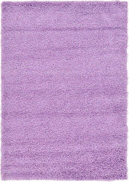 Unique Loom Solid Shag Collection Area Rug (4' 1" x 6' 1" Rectangle, Lilac)