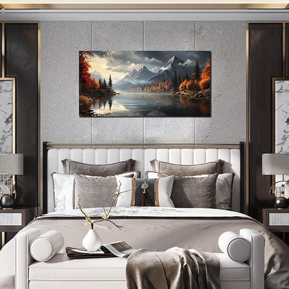 Landscape Wall Art for Living Room Bedroom Home Office Gray Wall Art Mountain Lake Pictures Modern Landscape Large Artwork Framed Canvas Prints 20x40 Inch