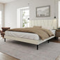 King Size Bed Frame with Fabric Upholstered Headboard, Platform Bed with Wooden Slats Support, Fully Mattress Foundation, Box Spring Optional, Easy Assembly