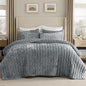 Bedsure Velvet Quilt King Size Set - 108"x96" Lightweight Velvet Comforter King Quilt, Oversized Luxury Bedspread Coverlet, Ultra-Soft Winter Bedding Set with 2 Pillow Shams, Sliver Gray