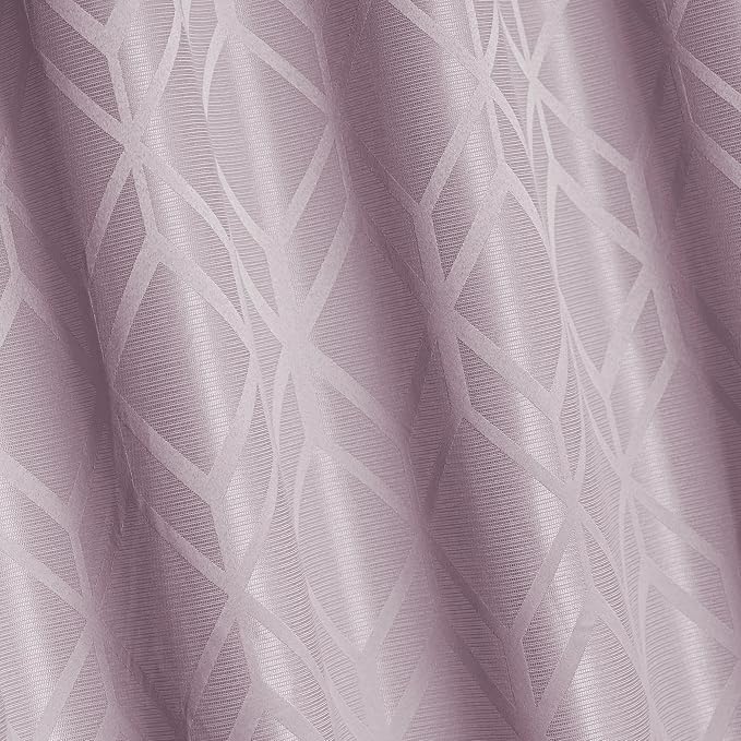 Amazon Basics Jacquard 2-Piece 100% Blackout Curtains, Living Room and Bedroom Drapes, Thermal Insulated Window Treatment, 52"x84", Pink