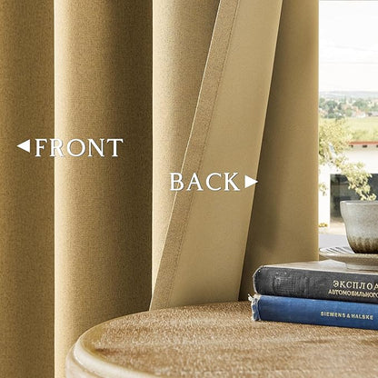 ChrisDowa 100% Blackout Mustard Yellow Solid Curtains 54 Inches Long 2 Panels for Bedroom Living Room,Farmhouse Room Darkening Thermal Insulated Soundproof Grommet Top Window Treatment Drapes,52x54