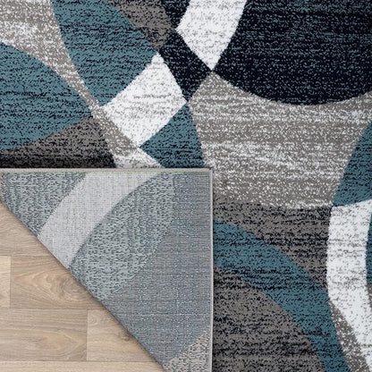 Rugshop Contemporary Abstract Circles Perfect for high Traffic Areas of Your Living Room,Bedroom,Home Office,Kitchen Area Rug 6'6" x 9' Blue