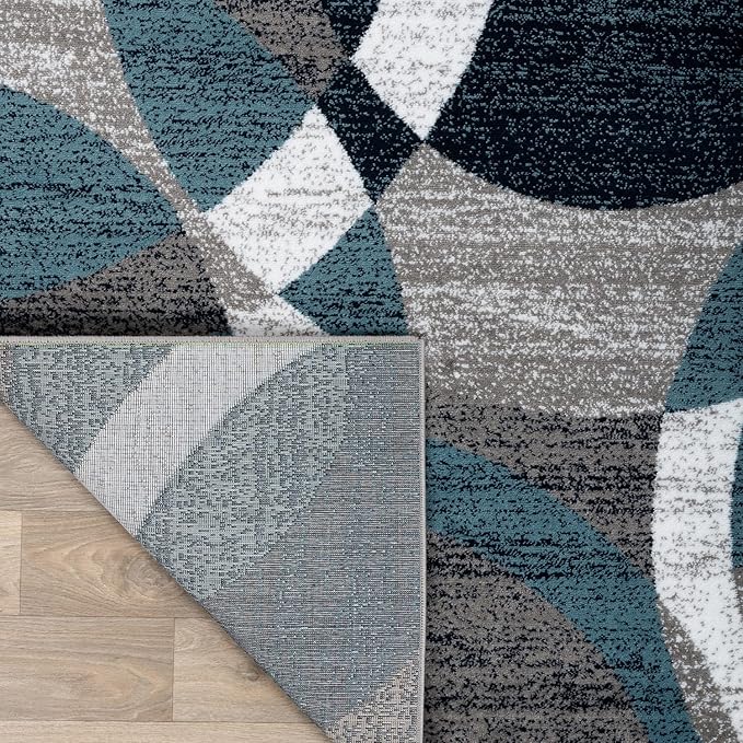 Rugshop Contemporary Abstract Circles Perfect for high Traffic Areas of Your Living Room,Bedroom,Home Office,Kitchen Area Rug 10' x 14' Blue