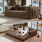 78.8" Convertible Futon Sofa Bed,Corduroy Futon Couch with Storage Pocket,Folding Pull Out Sofa,No Assembly Boneless Couch for Living Room,Brown