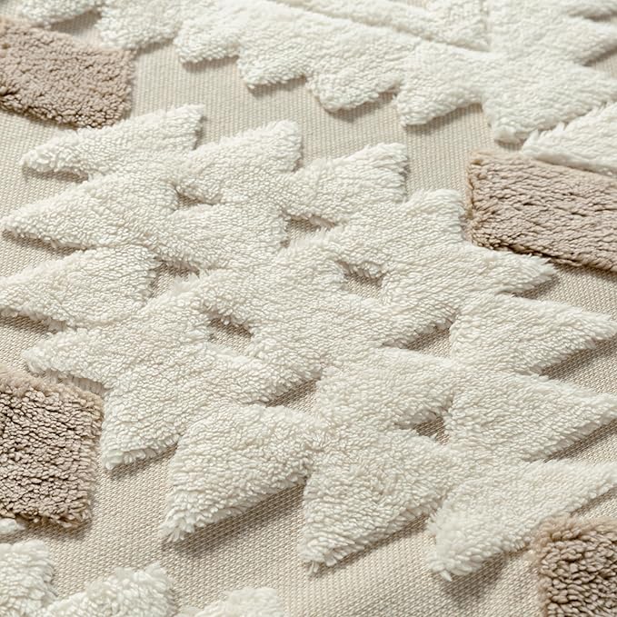 Ivory Brown 6x9 Area Rug Washable Living Room Moroccan Shag Carpet Non Slip Soft Neutral Boho Plush Pile Large Throw Rug for Office Bedroom Dining Room Playroom