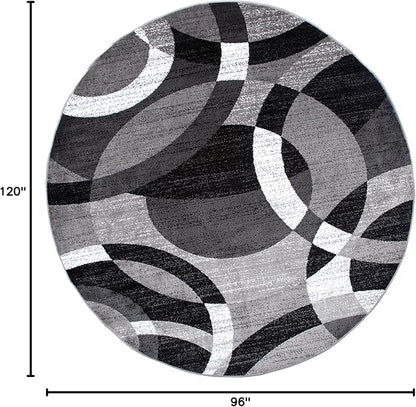 Rugshop Contemporary Abstract Circles Perfect for high Traffic Areas of Your Living Room,Bedroom,Home Office,Kitchen Area Rug 6'6" Gray (6' 6" Diameter)