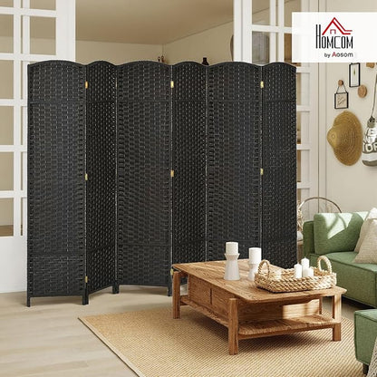 HOMCOM Room Divider, 6 Panel Folding Privacy Screen, 5.6' Tall Freestanding Wall Partition for Home Office, Bedroom, Black