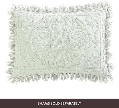 Beatrice Home Fashions Medallion Chenille Bedspread, King, Sage