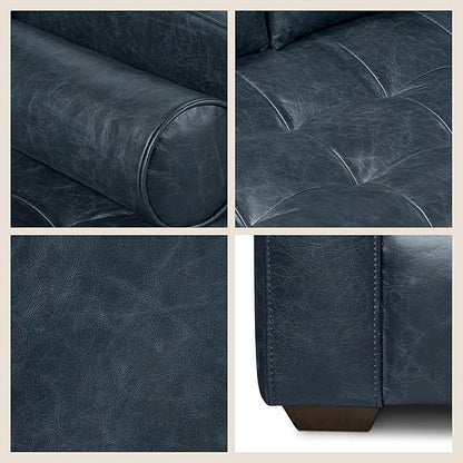 Poly & Bark Napa 82" Leather Pull‑Out Sleeper Sofa – Full‑Grain Italian Leather Upholstery,Tri‑Layer Mattress & Storage Console –Sophisticated Multi‑Functional Sofa Bed for Living Rooms & Guest Spaces