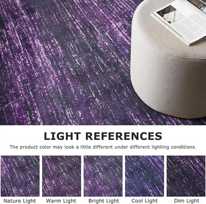 2x7 Modern Abstract Runner Rug for Hallways, Purple White Super Soft Hallway Decor Kitchen Rugs with Non-Slip, Non-Shedding Washable Rug for Hallways Entryway Bedroom Indoor