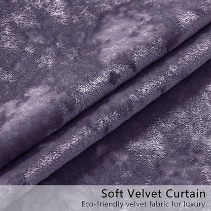 SMILETIME Lilac Purple Crushed Velvet Curtains 52x96inch Rod Pocket Luxurious Thermal Insulated Soundproof Drapes Soft and Durable Light-Filtering Window Treatments for Living Room Bedroom, 2 Panels
