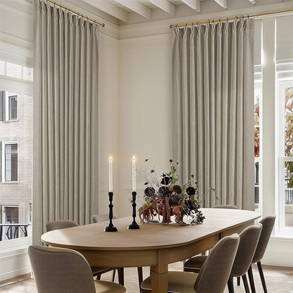 Burlywood Taupe 84 Inches Long 70 Inch Wide Curtains for Living Room Light Filtering Semi Sheer Modern Farmhouse Pleated Curtain Back Tab for Patio Sliding Door Dining Room Large Window 1 Panel 70x84