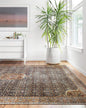 Loloi Layla Collection LAY-09 Cobalt Blue/Spice 9'-0" x 12'-0" .13" Thick Area Rug, Soft, Durable, Vintage Inspired, Distressed, Low Pile, Non-Shedding, Easy Clean, Printed, Living Room Rug