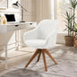 Zouron Mid Century Modern Accent Chair with Wooden Legs, Upholstered Swivel Chair No Wheels, Side Accent Armchair Vanity Chair for Small Space Home Office Living Room Bedroom, Beige
