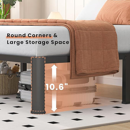 12 Inch King Heavy Duty 3500 lbs Bed Frame with Round-Corner Legs & Anti-Squeak Design – Quick Assembly Metal Platform, No Box Spring Needed