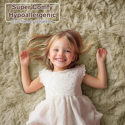 PAGISOFE Fluffy Large Living Room 5x7 Area Rugs,Fuzzy Shag Shaggy Rug Soft Plush Fur Beige Carpet for Room Decor,Indoor Modern Rugs for Living Room Bedroom Dorm Kids Room Decor Nursery Beige Rug