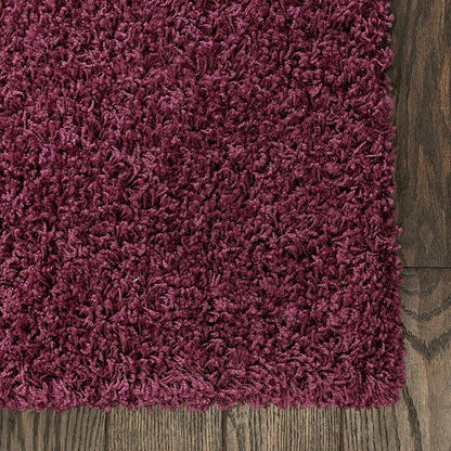 Unique Loom Solid Shag Collection Area Rug (2' 2" x 6' 7" Runner Eggplant Purple)
