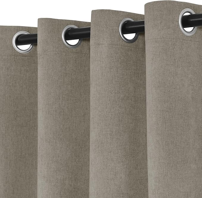 Macochico Full Blackout Curtains 84 Inches Long Insulated Noise Reducing Chenille Curtains for Living Room Bedroom Nursery Auditorium Light Taupe Curtains with Tieback Grommet 72" Wx84 L 1 Panel