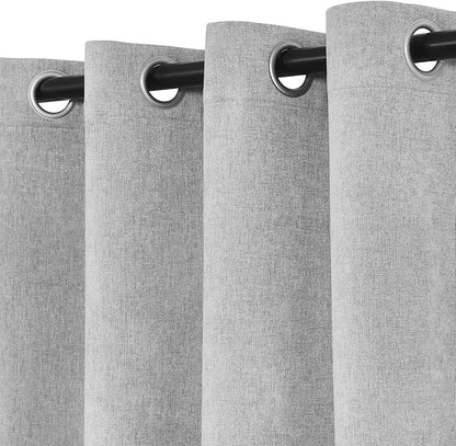 Macochico 100% Blackout Chenille Curtains for Sliding Door Thermal Insulated Noise Reducing Drapery for Living Room Bedroom Hotel, Grommet Curtains with Tieback, Apricot Grey, 120" Wx96 L 1 Panel