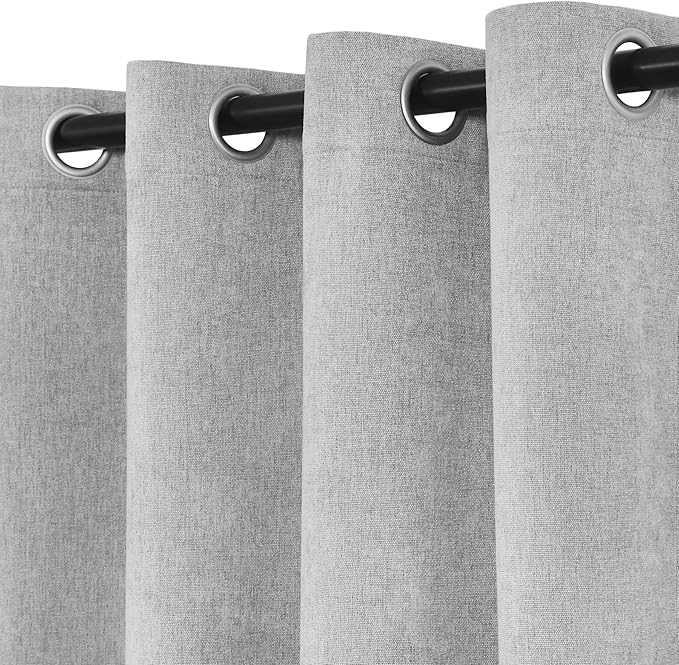 Macochico 100% Blackout Curtains Insulted Window Panels for Bedroom Living Room Dining Room Luxury Chenille Curtains Classic Home Decor Apricot Grey Curtains with Tieback 52" Wx72 L Grommet 1 Panel