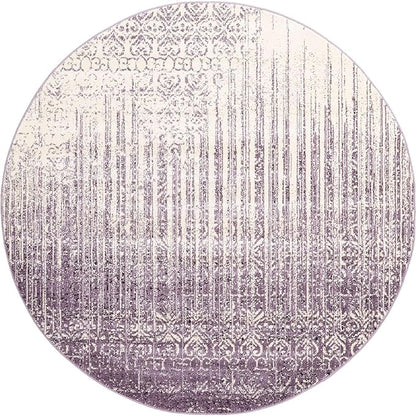 Unique Loom Del Mar Collection Area Rug - Jennifer (7' 10" Round, Purple/ Ivory)
