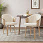 Art Leon Swivel Dining Chairs - Mid Century Modern Boucle Fabric Upholstered Kitchen Dining Room Chairs, Accent Desk Chairs with Wood Legs, Set of 2, Off White/Natural Oak