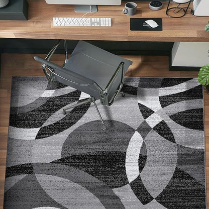 Rugshop Gray Medium Indoor Area Rug, Abstract Circles, High-Traffic, Non-Shedding, for Living Room, Home Office and Bedroom, 4' x 6'