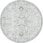 jinchan Kalen Round Rug 8ft Area Rug Washable Vintage Indoor Retro Accent Floor Cover Distressed Floral 8' Round Circle Boho Non Slip Thin Carpet for Living Room Dining Room Bedroom Kitchen Blue