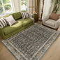 Washable 4x6 Rugs for Living Room, Boho Non-Slip Vintage Distress Small Rugs for Bedroom Nursery Office, 0.3" Neutral Oriental Throw Thin Carpet with Cushioning Pad,Black/Brown/Blue/Multi