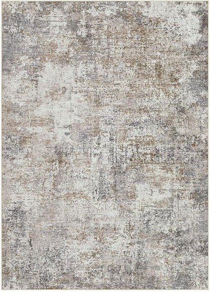 Area Rug Living Room Rugs - 6x9 Washable Large Soft Indoor Neutral Modern Abstract Low Pile Rug Carpet for Bedroom Dining Room Farmhouse Home Office - Brown/Grey/Black