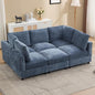89'' Modular Sectional Cloud Sofa Bed, 6-Seater Convertible Sofa Couch with Ottoman, Modern Deep Seat Sleeper Sofa for Living Room, Chenille Blue