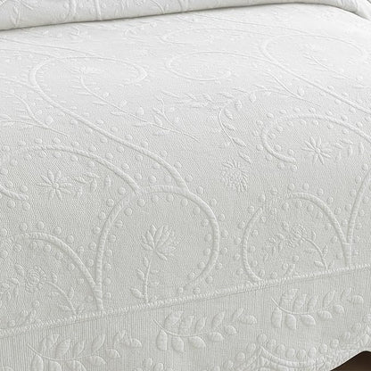 MarCielo 3-Piece 100% Cotton Oversized Bedspread Lightweight Quilt Coverlet Embroidery Farmhouse Bedding Set (TX Bright White, Oversized King (118"x106"))