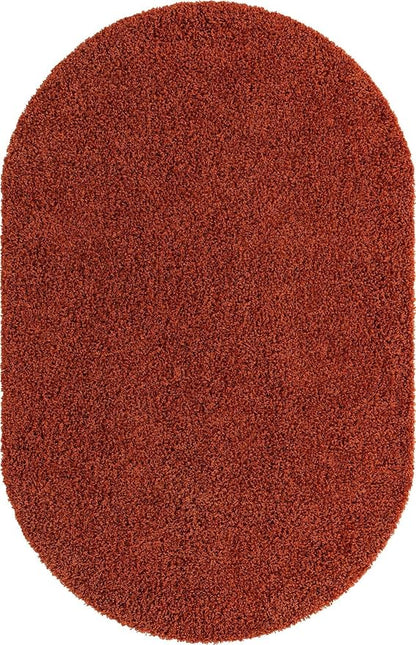 Unique Loom Solid Shag Collection Area Rug (5' 1" x 8' Oval, Terracotta)