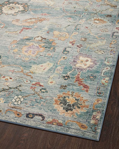 Loloi Margot Collection MAT-06 Denim/Multi 5'-0" x 7'-6" Area Rug feat. CloudPile, No-Shed Easy Clean Large Patterned Area Rug for Living Room, Bedroom, Dining Area