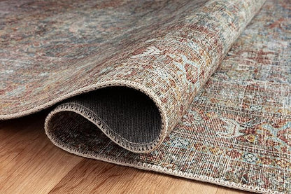 Loloi Chris Loves Julia Jules Collection JUL-05 Lagoon/Brick 9'-6" x 14', .13" Pile Height, Area Rug
