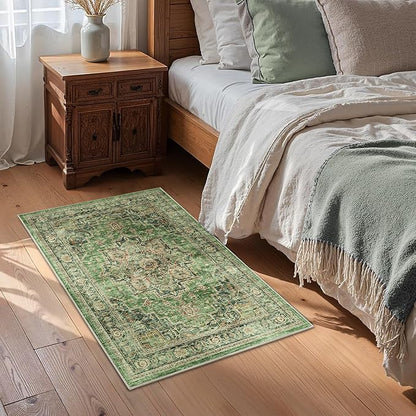 Area Rug 2x3 Entryway Rug Soft Washable Doormat Non Slip Low Pile Lightweight Carpets Indoor Faux Wool Small Rug for Entrance, Kitchen, Bedroom, Living Room