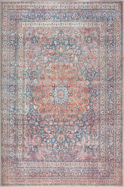 Bloom Rugs Washable Non-Slip 3' x 5' Rug - Multicolor Traditional Medallion Area Rug for Living Room, Bedroom, Dining Room, and Kitchen - Exact Size: 3' x 5'