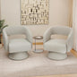 Swivel Accent Chair Set of 2, Modern Comfy Teddy Barrel Chairs, Oversized Upholstered Round Arm Chair for Living Room, Bedroom, Reading Room, White
