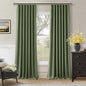 120 Inch Pinch Pleat Drapes Olive Green Room Darkening Curtains 120 Inches Long for Bedroom Rustic Cottagecore 100% Blackout Thick Linen Double Layer Pleated Curtain 2 Panels Set Loden Green Decor