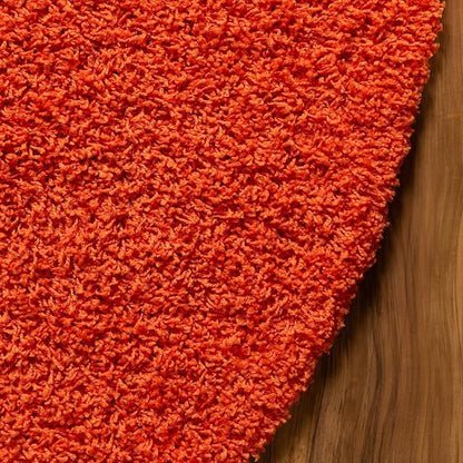 Unique Loom Solid Shag Collection Area Rug (5' 1" x 8' Oval, Tiger Orange)