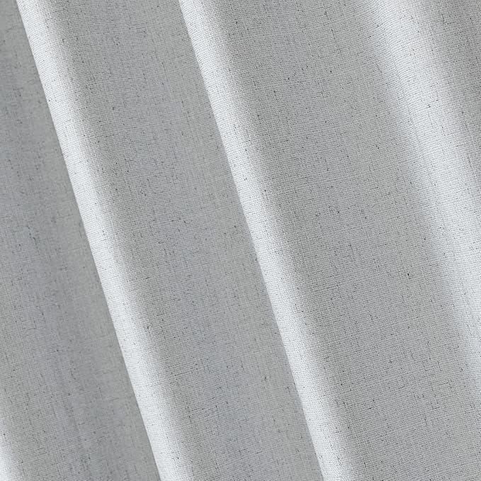 Amazon Basics Faux Linen Blackout Curtains for Bedroom and Living Room, 2-Piece Set with Grommets, 52" W x 95" L, White